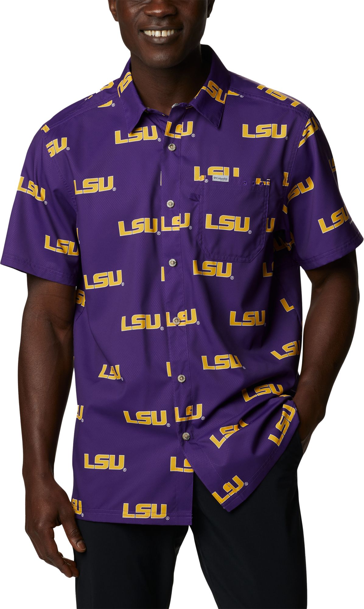 Columbia Men's LSU Tigers Purple Super Slack Button Down Shirt product image