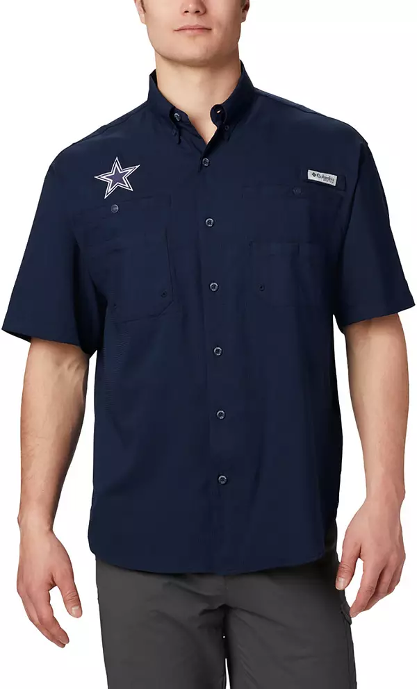 Columbia Men's Dallas Cowboys Tamiami Navy Woven T-Shirt