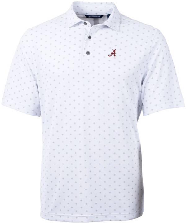 Cutter & Buck Men's Alabama Crimson Tide White Virtue Eco Pique Tile