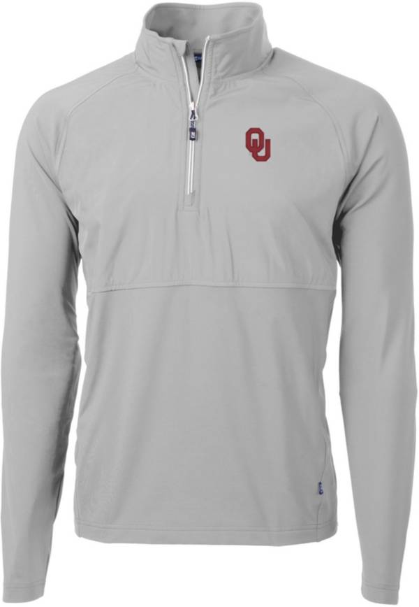 Cutter & Buck Men's Oklahoma Sooners Grey Adapt Eco Knit Stretch Quarter-Zip product image
