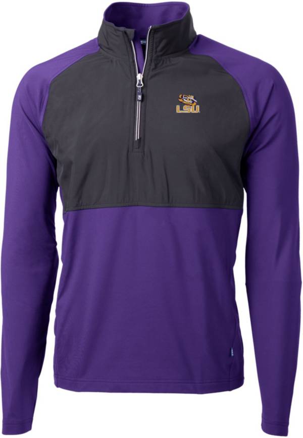 Cutter & Buck Men's LSU Tigers Purple/Black Adapt Eco Knit Stretch Quarter-Zip product image