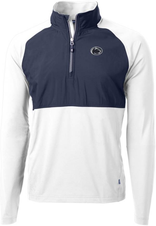 Cutter & Buck Men's Penn State Nittany Lions White/Navy Blue Adapt Eco Knit Stretch Quarter-Zip product image