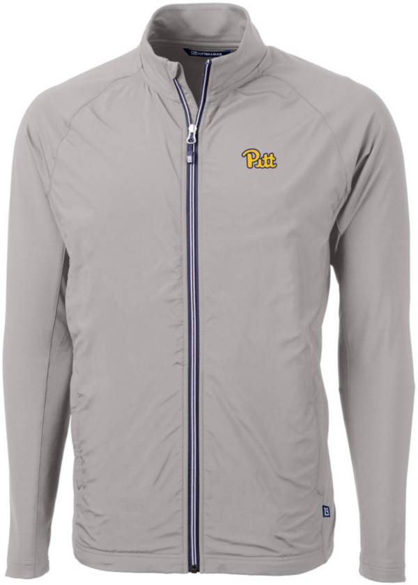 Women's Antigua Heather Gray Pitt Panthers Course Full-Zip Jacket