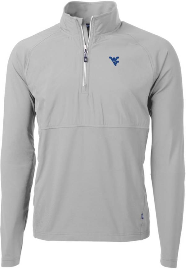 Cutter & Buck Men's West Virginia Mountaineers Grey Adapt Eco Knit Stretch Quarter-Zip product image