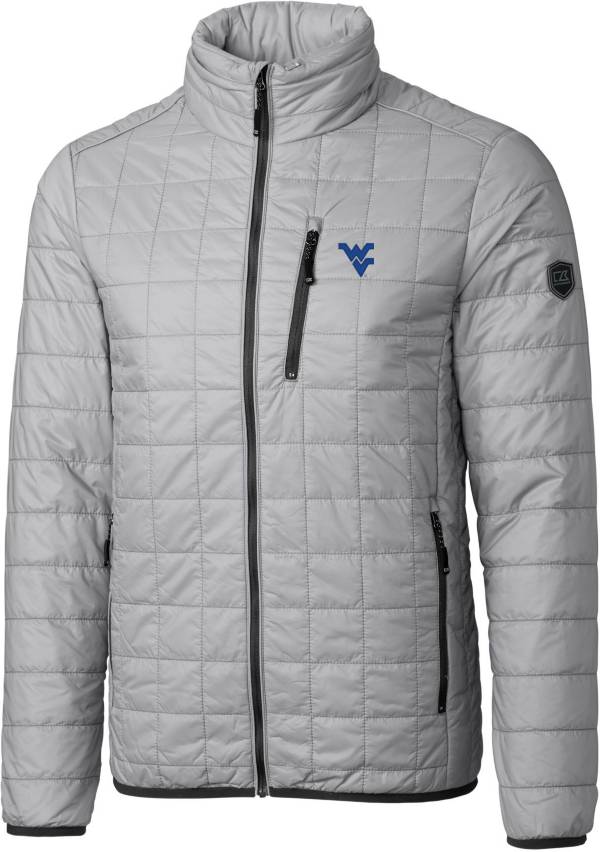 Cutter & Buck Men's West Virginia Mountaineers Grey Rainier PrimaLoft Eco FullZip Jacket Dick