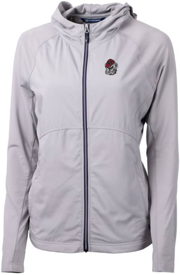 Women's Cutter & Buck Gray New York Giants Throwback Logo Rainier PrimaLoft Eco Full-Zip Puffer Jacket