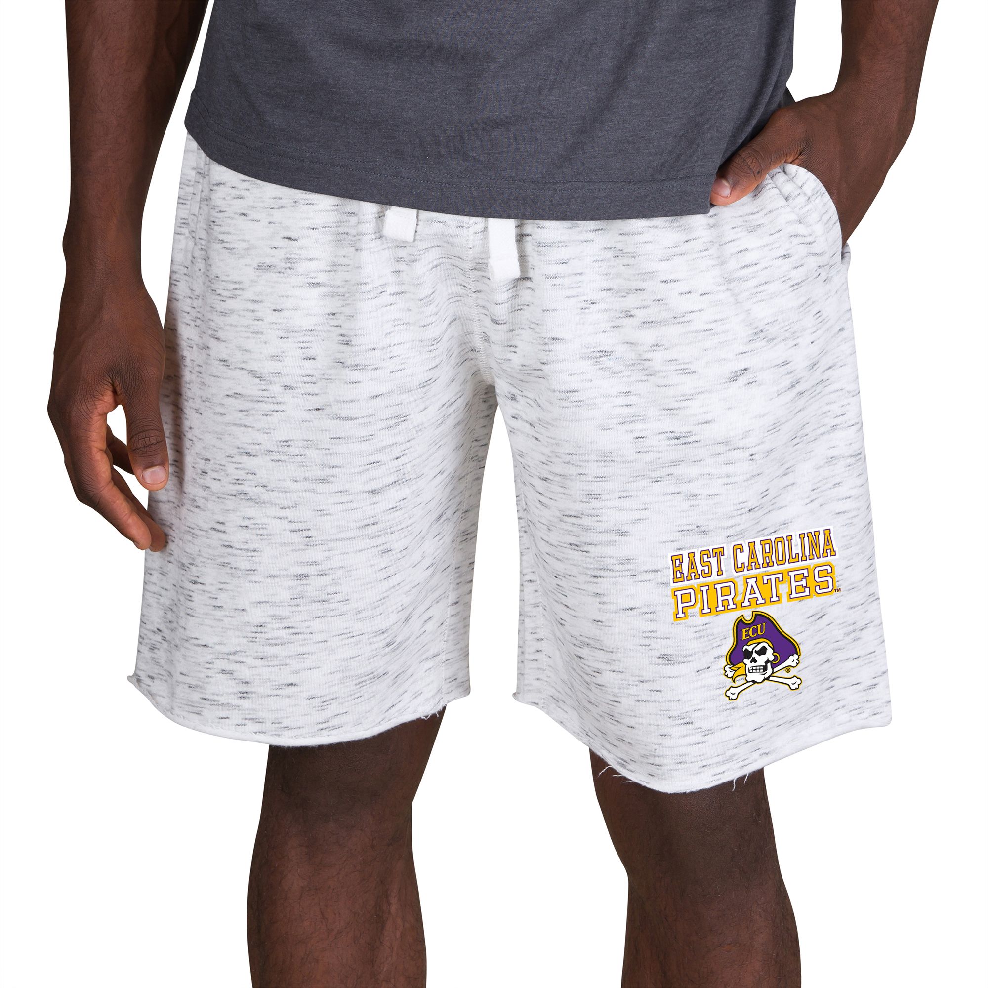 Concepts Sport Men's East Carolina Pirates White Alley Fleece Shorts