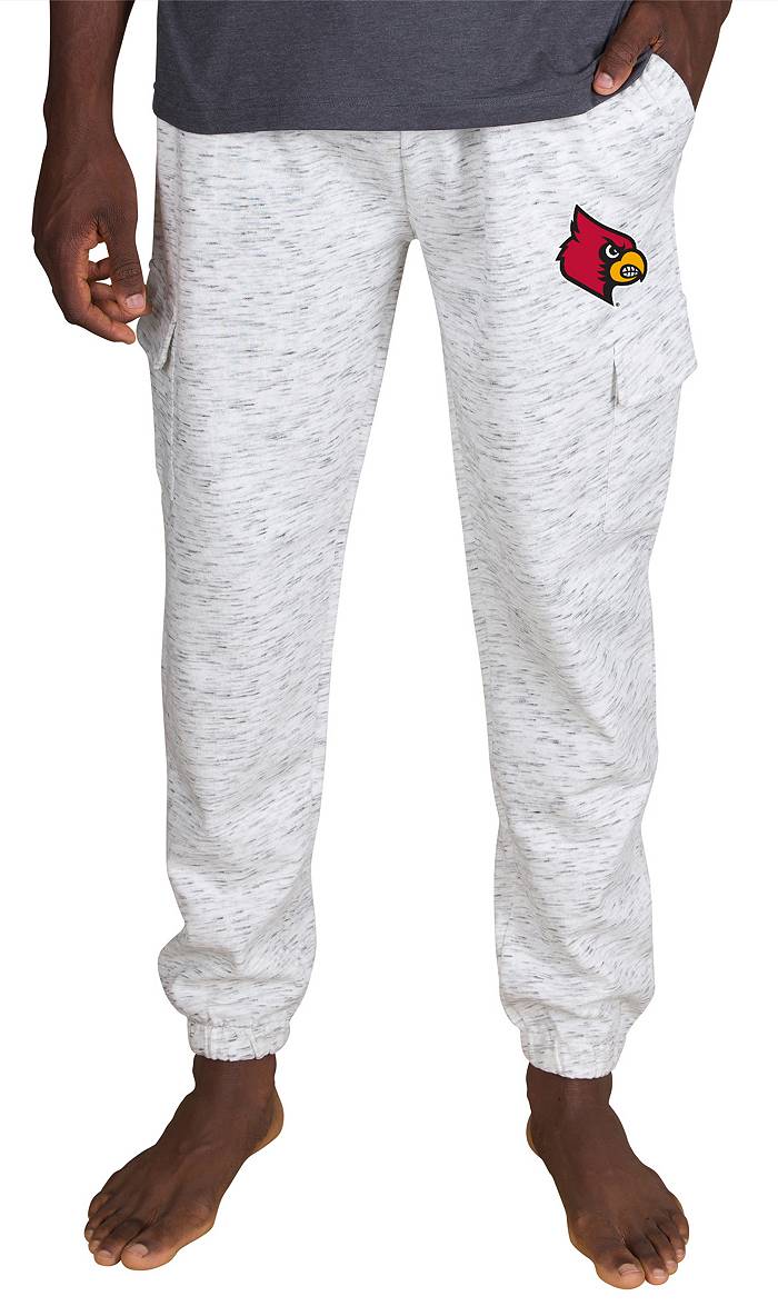 Concepts Sport Men's Louisville Cardinals White Alley Fleece Pants, Medium | Holiday Gift