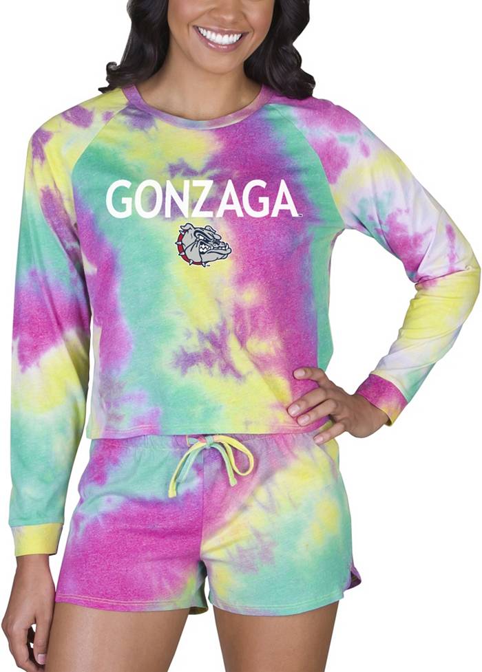 Gonzaga Bulldogs Concepts Sport Women's Velodrome Tie-Dye Long Sleeve Top & Shorts Set