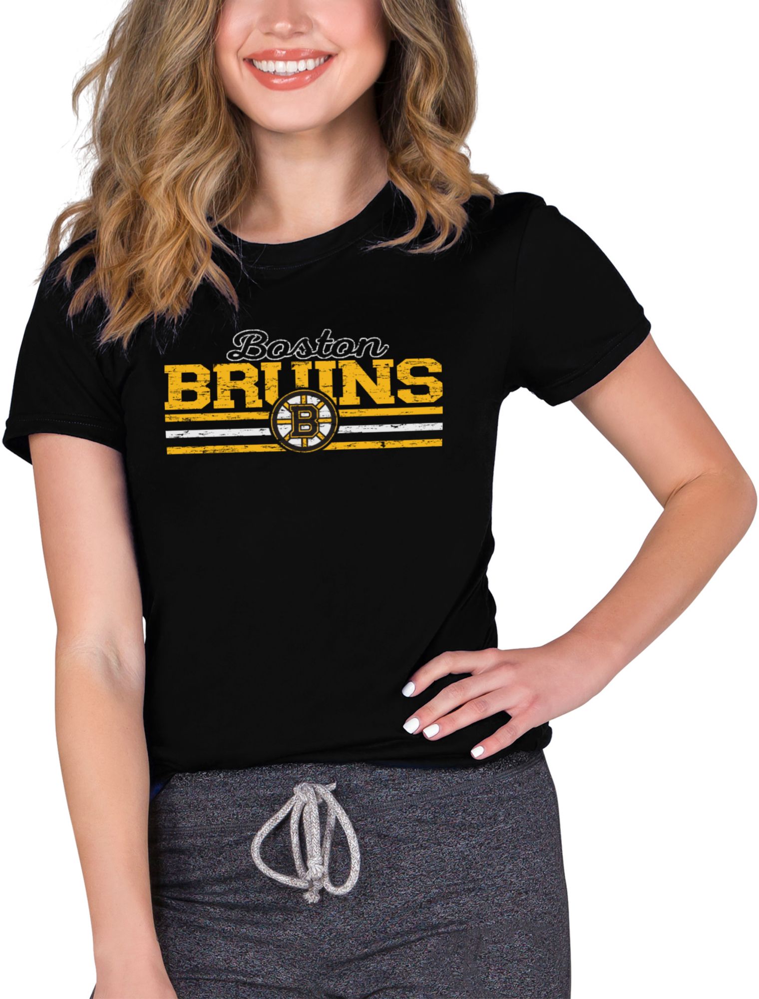 Concepts Sport Women's Boston Bruins Marathon Black T-Shirt