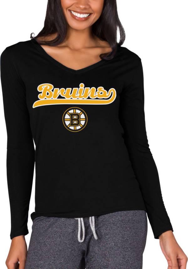 NHL Boston Bruins Womens Short Sleeve V-Neck T-Shirt Black Small