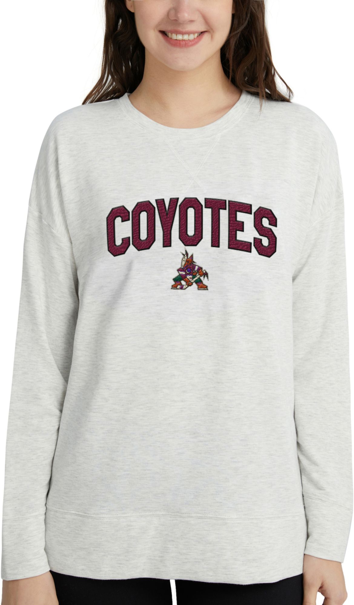 Concepts Sport Women's Arizona Coyotes Oatmeal Terry Crew Neck Sweatshirt