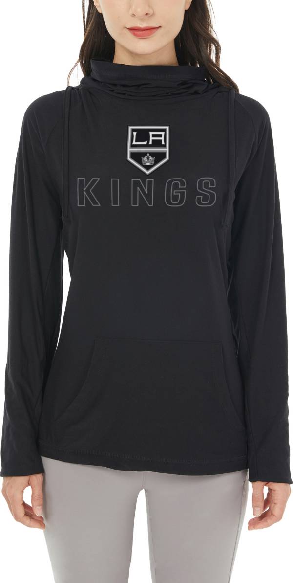 Boy's NHL LA Kings Big Logo Lace Up Jersey Hoodie Sweatshirt sz L Black  Gray