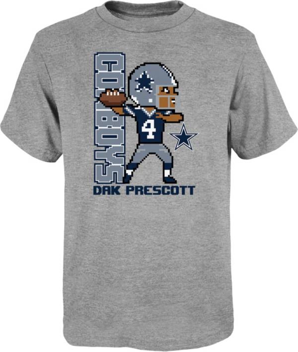 Dallas Cowboys Youth Dak Prescott #4 Pixels Grey T-Shirt product image