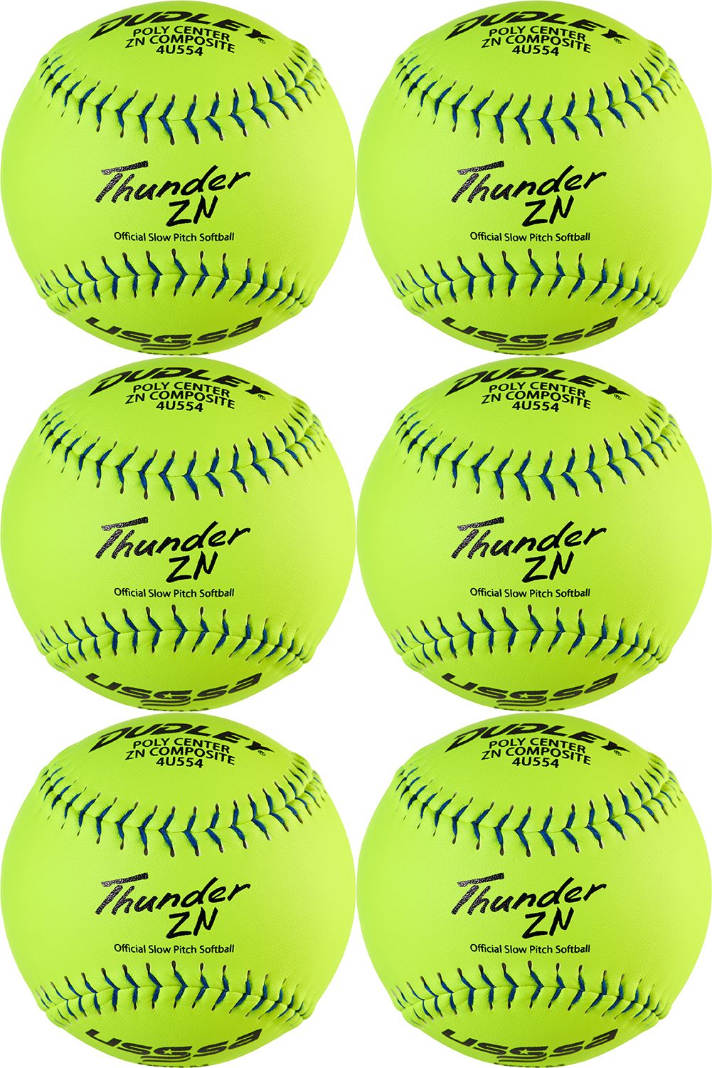 Dudley 12'' USSSA Thunder ZN Pro-M Stamp Slow Pitch Softballs - 6 Pack product image