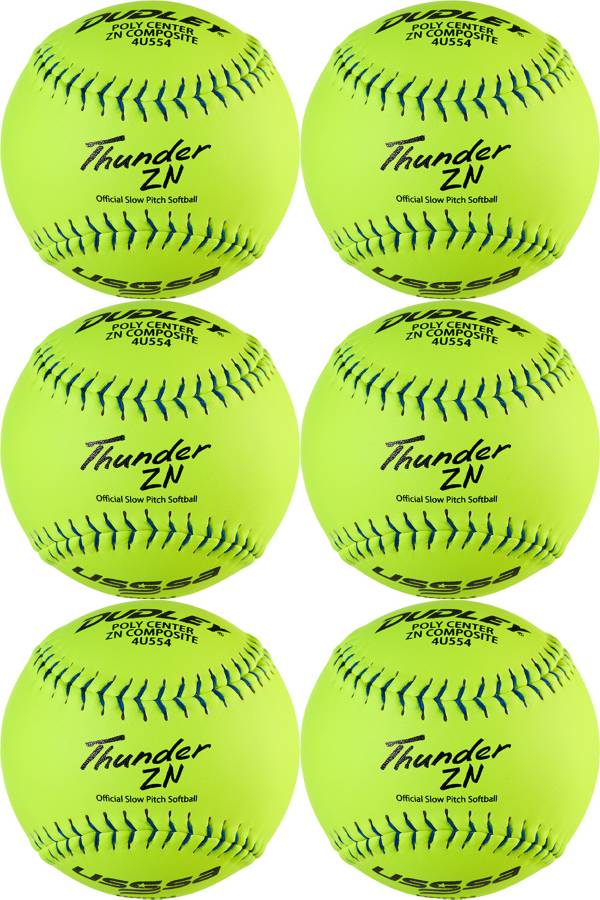 Dudley 12'' USSSA Thunder ZN ProM Stamp Slow Pitch Softballs 6 Pack