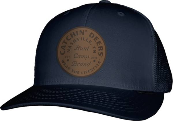 Catchin Deers Men's Hunt Camp Leather Mesh Back Trucker Hat product image