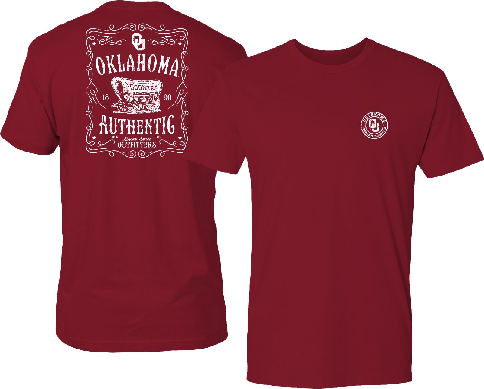 Great State Clothing Men's Oklahoma Sooners Crimson Vintage Label T-Shirt