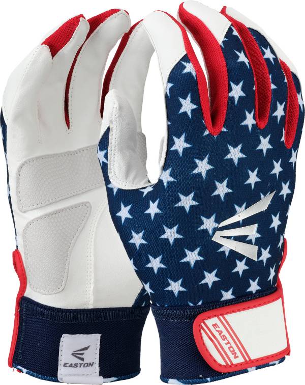 Red white and store blue batting gloves