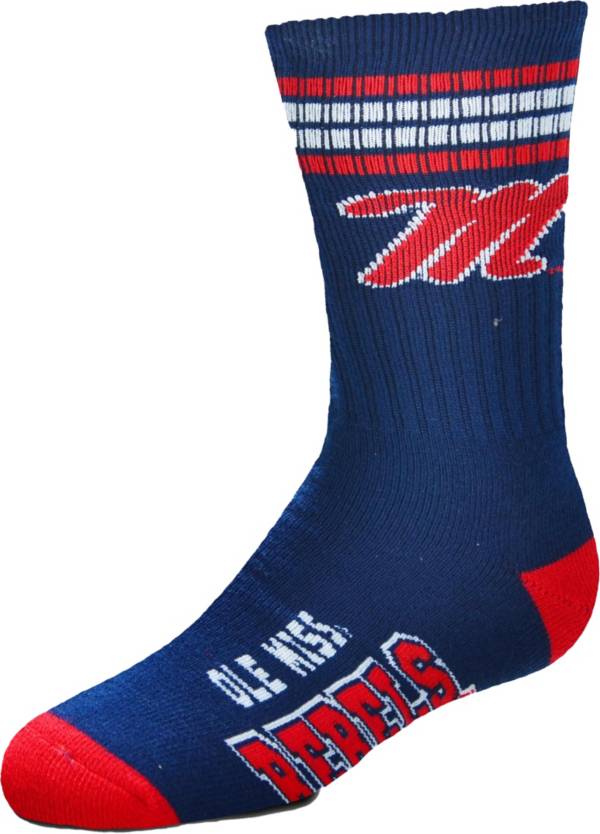 For Bare Feet Youth Ole Miss Rebels 4-Stripe Deuce Socks product image