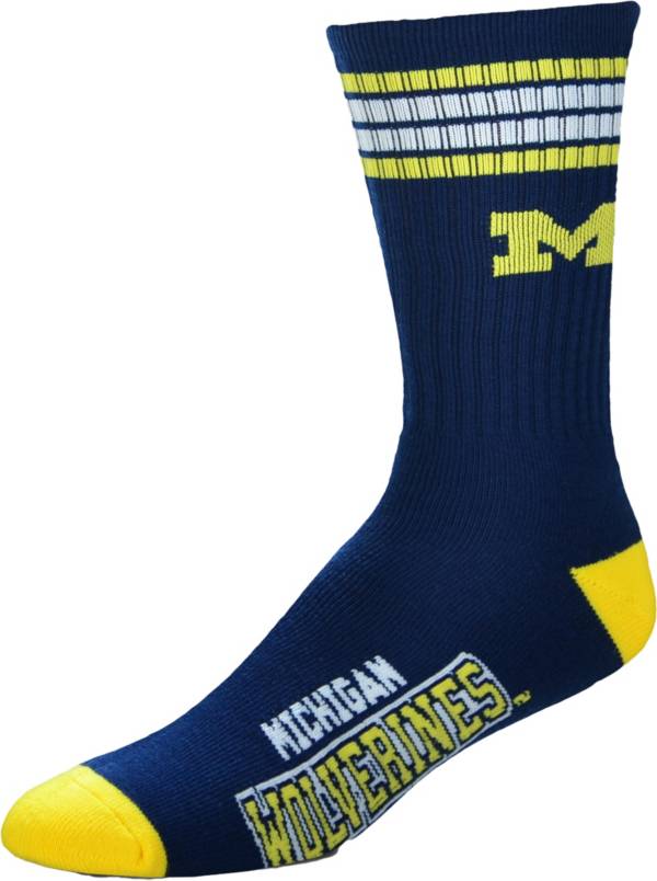 For Bare Feet Youth Michigan Wolverines 4-Stripe Deuce Socks product image