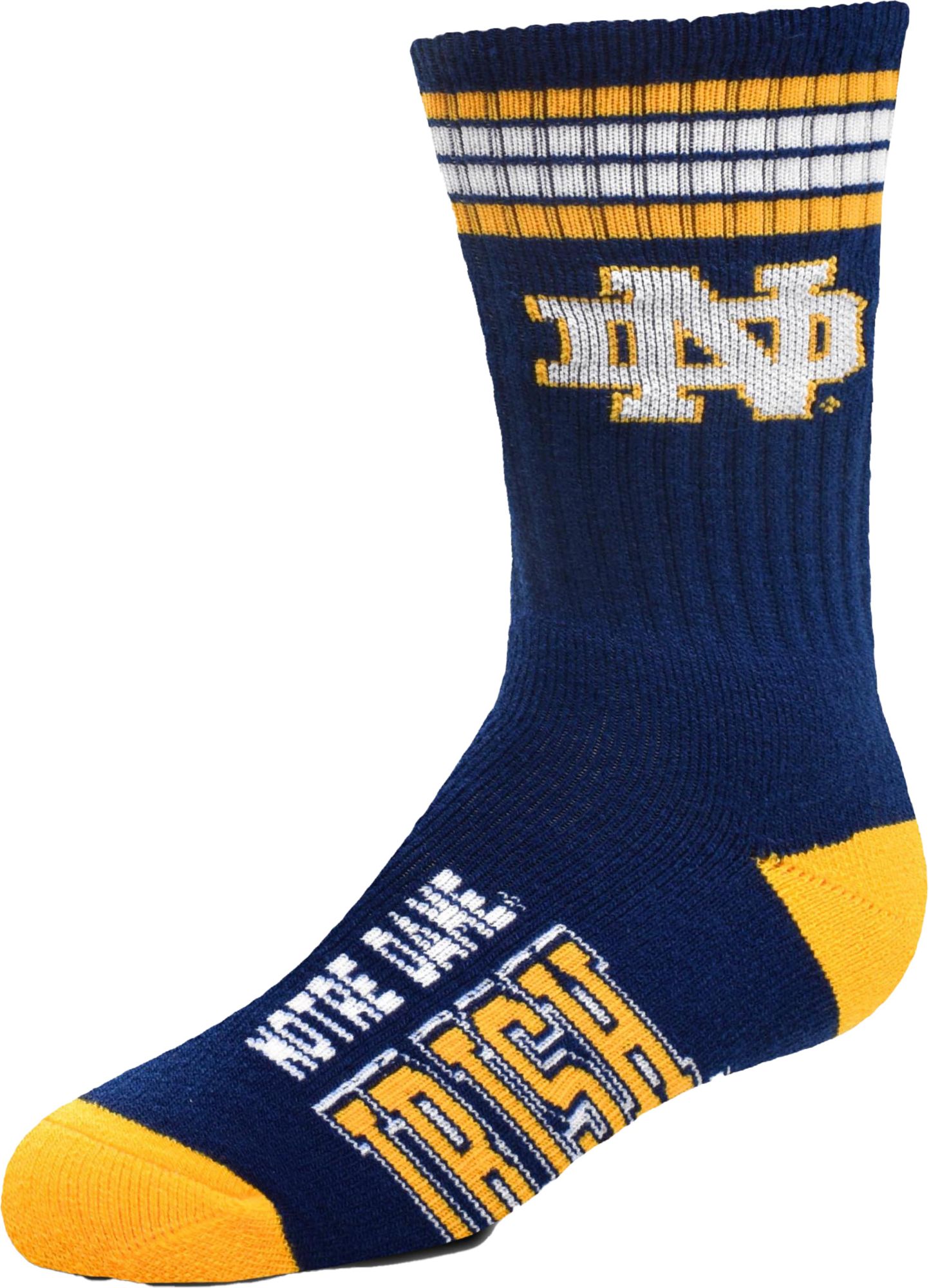 For Bare Feet Youth Notre Dame Fighting Irish 4-Stripe Deuce Socks