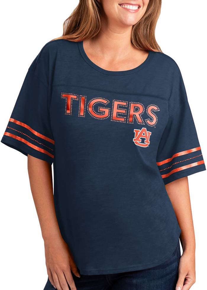 Detroit Tigers Women's Oversized Spirit Jersey V-Neck T-Shirt - Navy