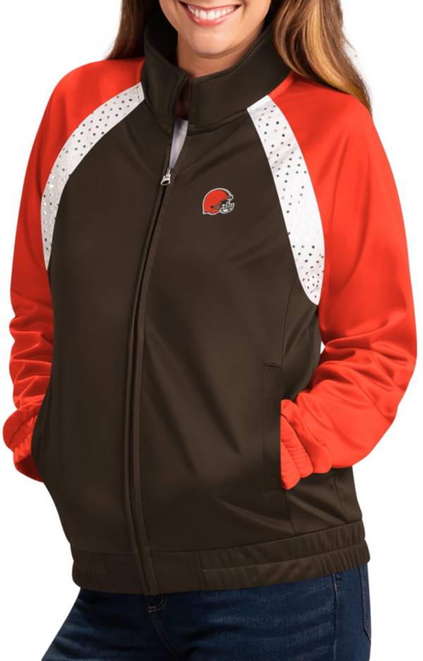G-III Women's Cleveland Browns Confetti Brown/Orange Track Jacket product image