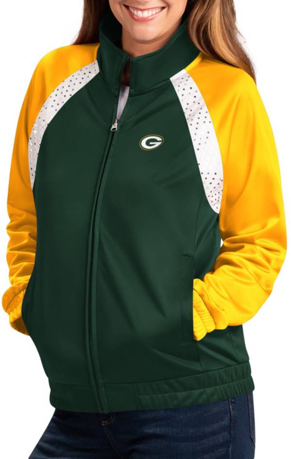 G-III Women's Green Bay Packers Confetti Green/Gold Track Jacket