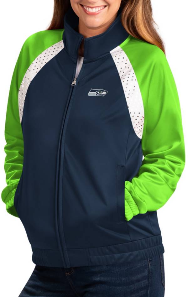 G-III Women's Seattle Seahawks Confetti Navy/Green Track Jacket product image