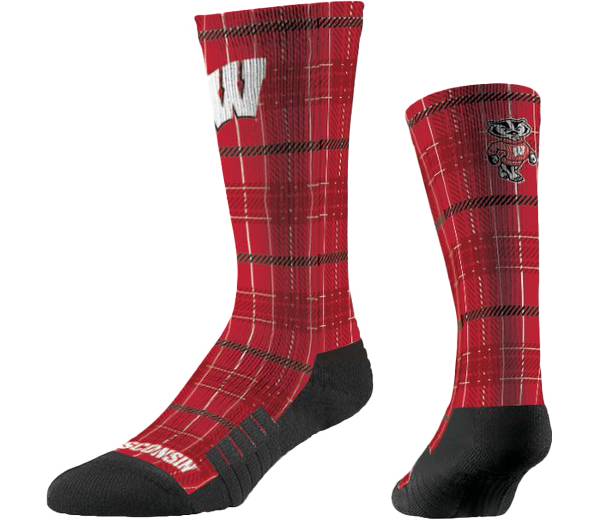 Strideline Wisconsin Badgers Plaid Crew Socks product image