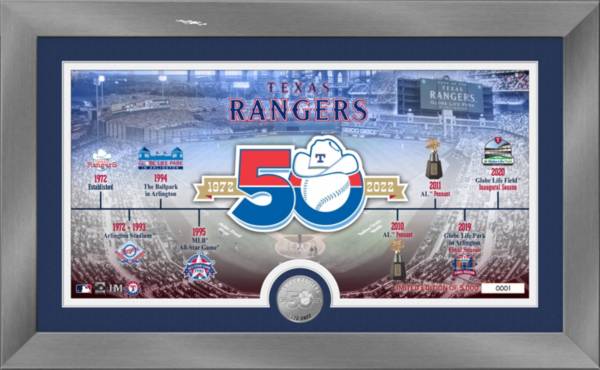 Highland Mint Texas Rangers 50th Anniversary Timeline Pano Silver Coin Photo Mint product image