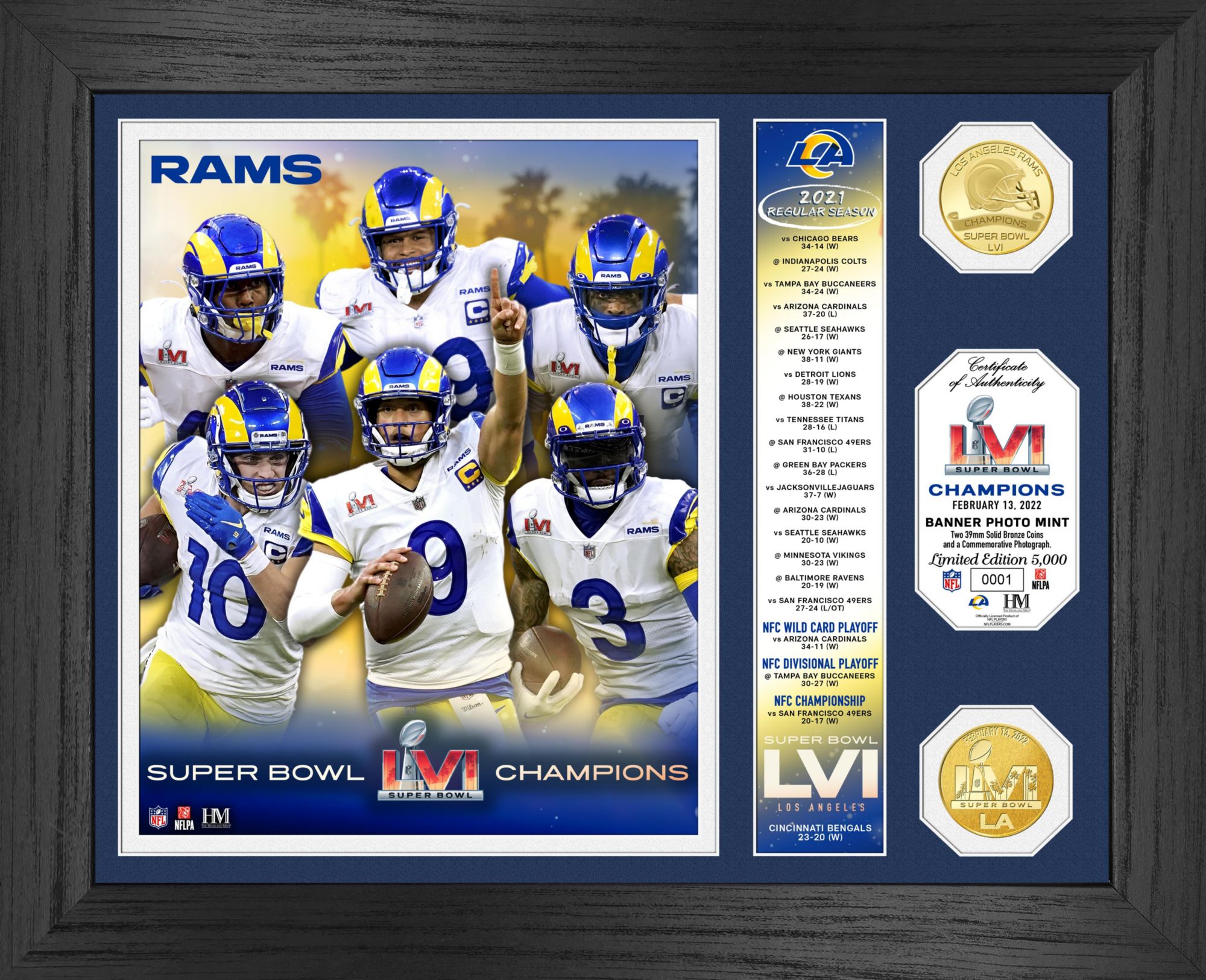 Highland Mint 2021 Super Bowl LVI Champions Los Angeles Rams Coin Photo Mint