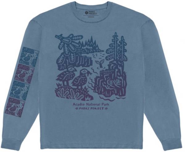 Parks Project Adult Acadia Woodcut Long Sleeve T-Shirt product image