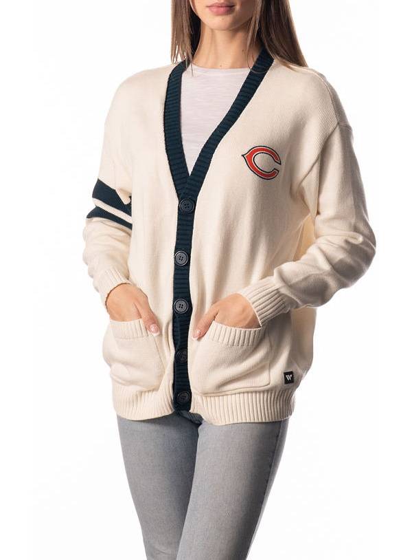 The Wild Collective Women's Chicago Bears White Button-Up Sweater product image