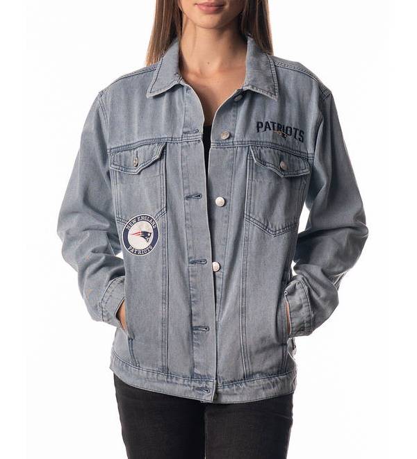The Wild Collective Women's New England Patriots Denim Jacket product image