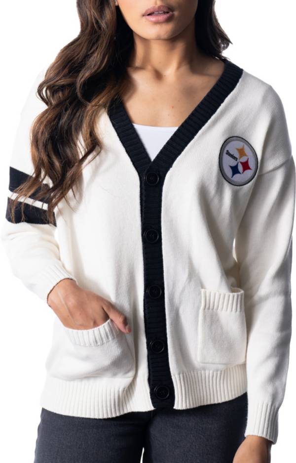 The Wild Collective Women's Pittsburgh Steelers White Button-Up Sweater product image