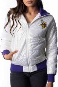 The Wild Collective Women's Minnesota Vikings Black Snap Bomber