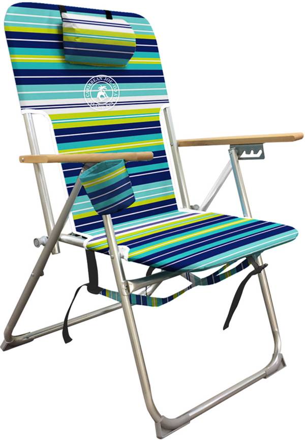 CARIBBEAN JOE Folding Beach Chair, Mint, Steel Frame 200 lbs
