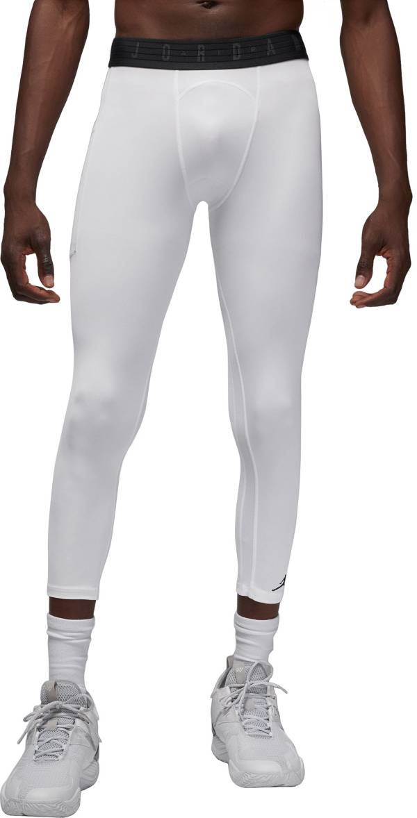 Athletic 3/4 Compression Tights (White) - For Football, Basketball, Lacrosse
