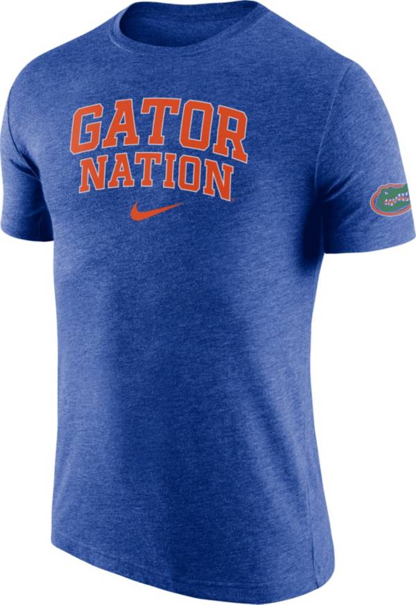 Nike Men's Florida Gators Blue Gator Nation Dri-FIT Tri-Blend T-Shirt ...