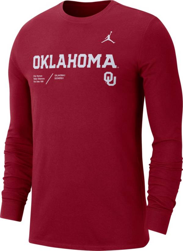 Jordan Men's Oklahoma Sooners Crimson Dri-FIT Cotton Long Sleeve T ...