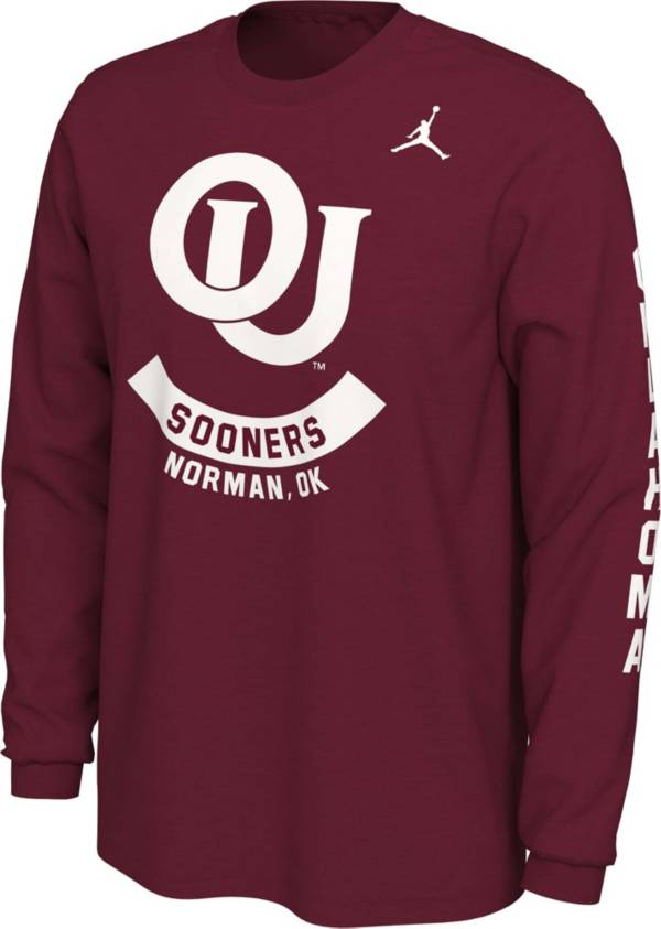 Jordan Men's Oklahoma Sooners Crimson Vault Logo Long Sleeve T-Shirt product image