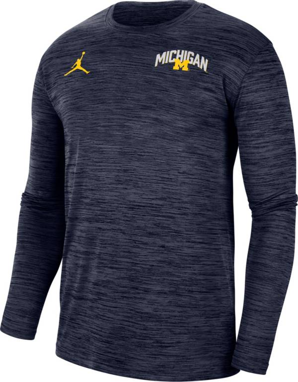 Jordan Men's Michigan Wolverines Blue Dri-FIT Velocity Football Sideline Long Sleeve T-Shirt product image