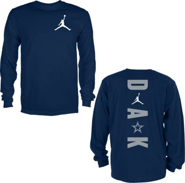 Jordan x Dak Men's Dallas Cowboys Vertical Navy Long Sleeve T-Shirt product image