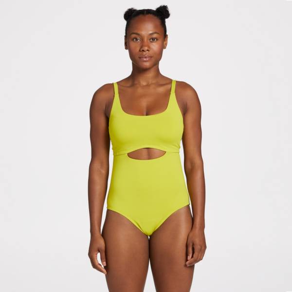Lucky Brand Womens Plunge Front Keyhole One Piece Swimsuit