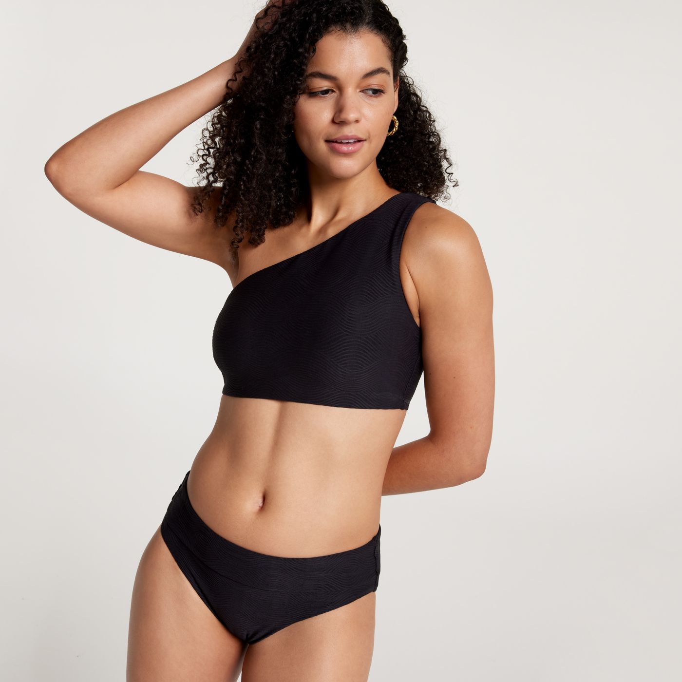 CALIA Women s Ribbed Minimal One Shoulder Medium Support Swim Top Dick s Sporting Goods