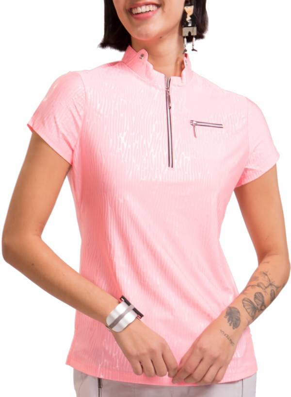 Jamie Sadock Women's Short Sleeve Squiggle Print Mock Golf Polo product image