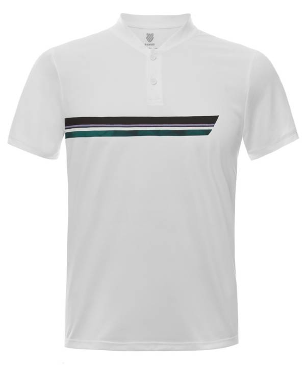 K-Swiss Men's Stripe Henley Short Sleeve Tennis Polo product image