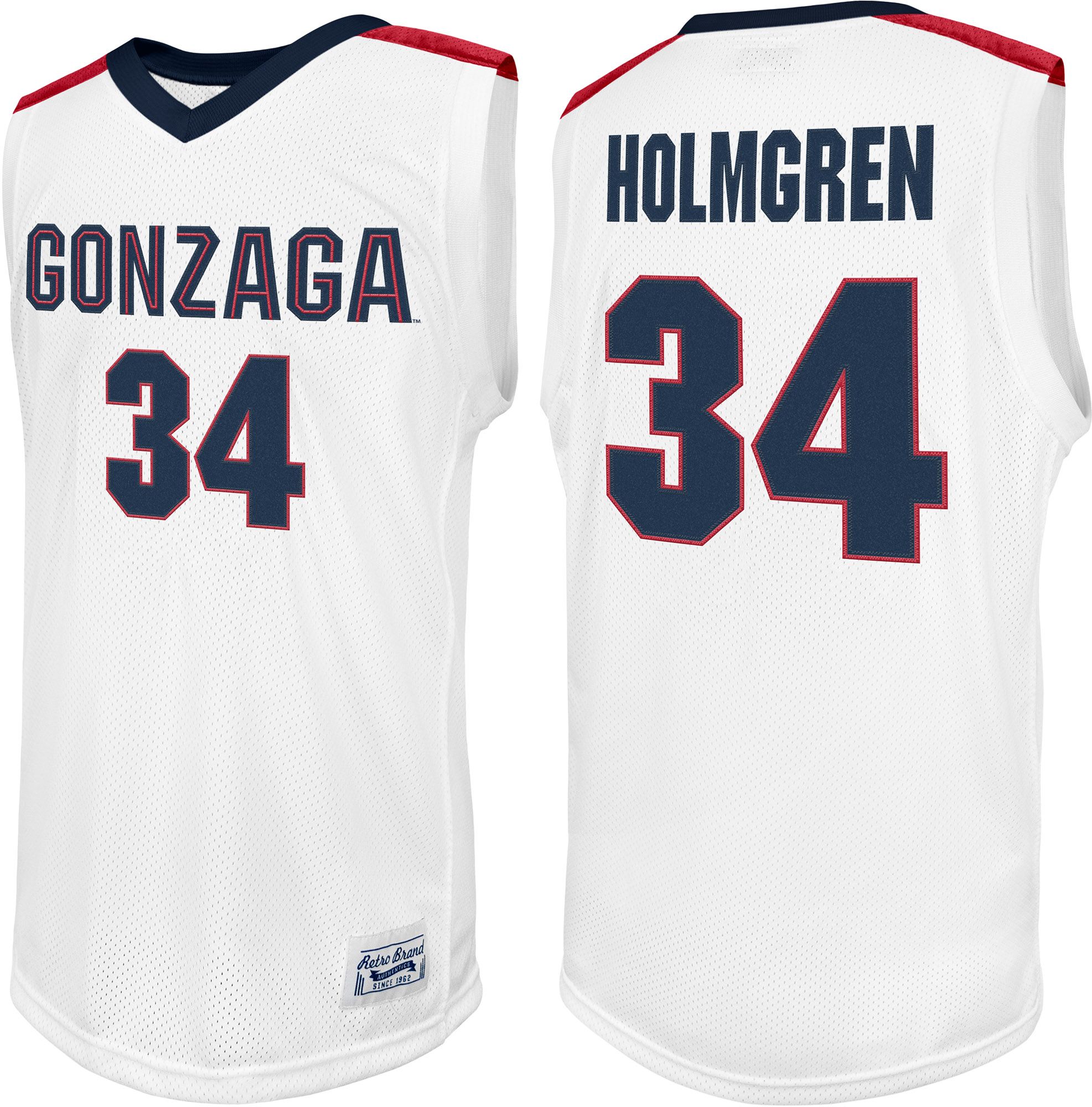 Original Retro Brand Men's Gonzaga Bulldogs White Chet Holmgren #34 Replica Jersey product image